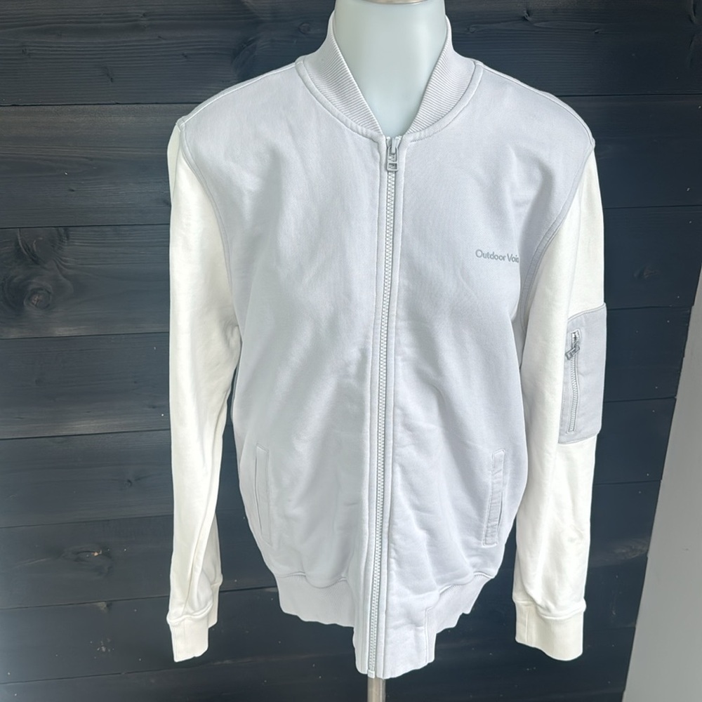 Outdoor Voices Pickup Bomber Zip Up Sweatshirt Dove Small